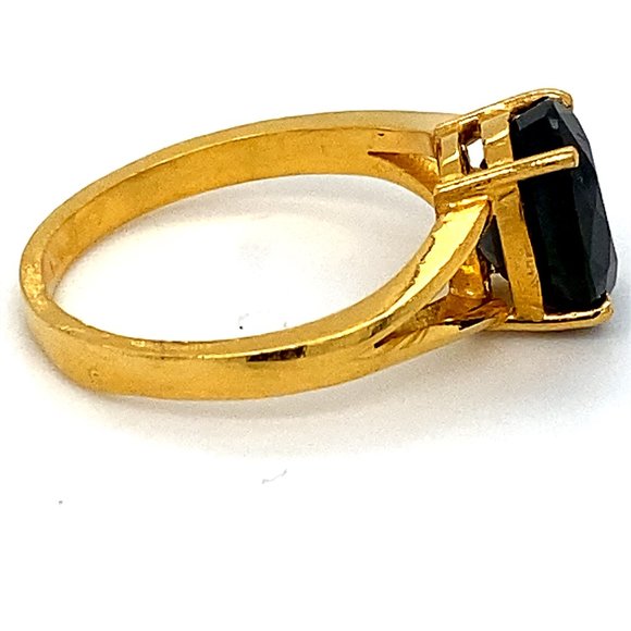 Blue Sapphire 3.42ct Solid 22K Yellow Gold Ring - Picture 4 of 8